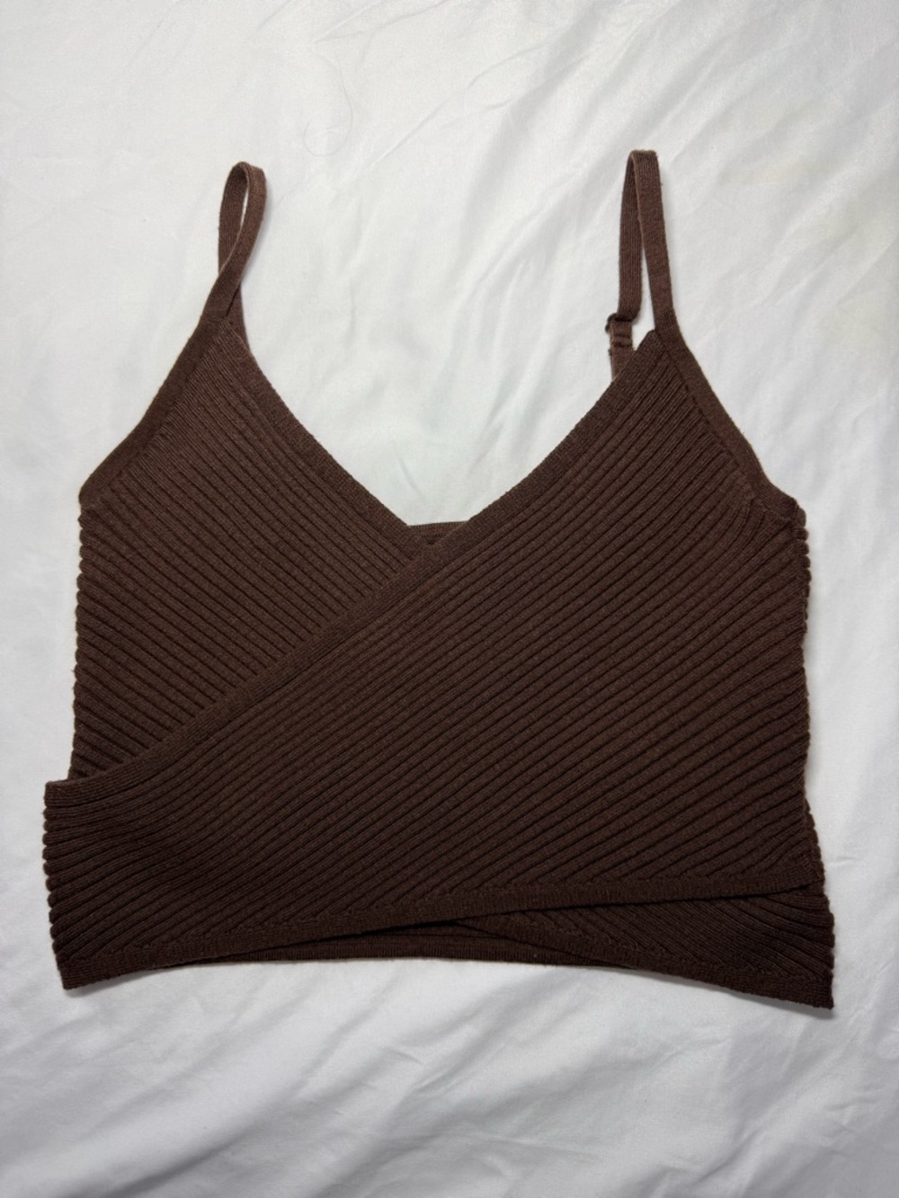 Aerie Brown Ribbed Wrap Knit Cami Top